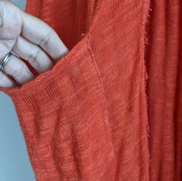 free People Orange Long Knit Button Down L tangerine - Picture 3 of 15